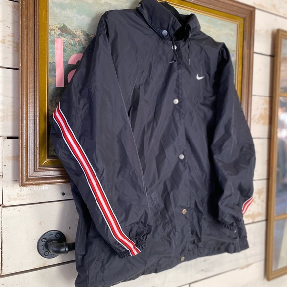 NIKE Vintage 90’s Coach Windbreaker Anorak Rain Black Hooded Jacket Unisex - Picture 4 of 7